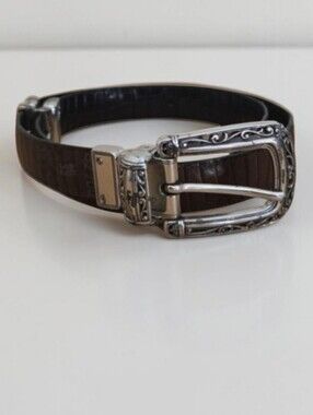 Brighton Reversible Croc-Embossed Leather Belt Black/Brown Size M/L 32
